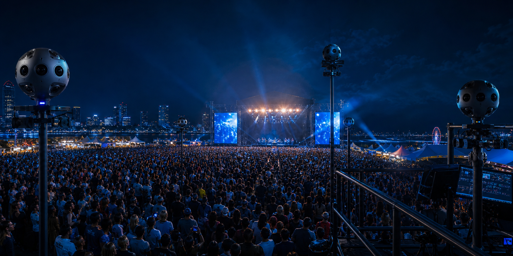 Konser alanında çok noktalı 360 canlı yayın kameraları ve izleyici deneyimi